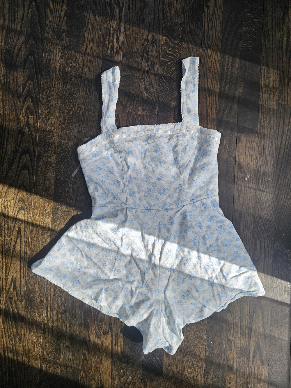 Altar'd State light blue and white floral romper